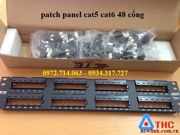 Thanh đấu nối patch Panel ,Patch Panel 48 cổng AMP UP cat5e Hàng chính hãng